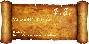 Vancsó Eliza névjegykártya